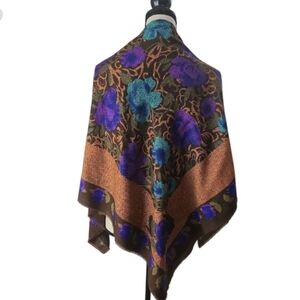 Vintage Covington Floral Print Scarf 46 x 46
